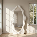White Concrete Floor Mirror