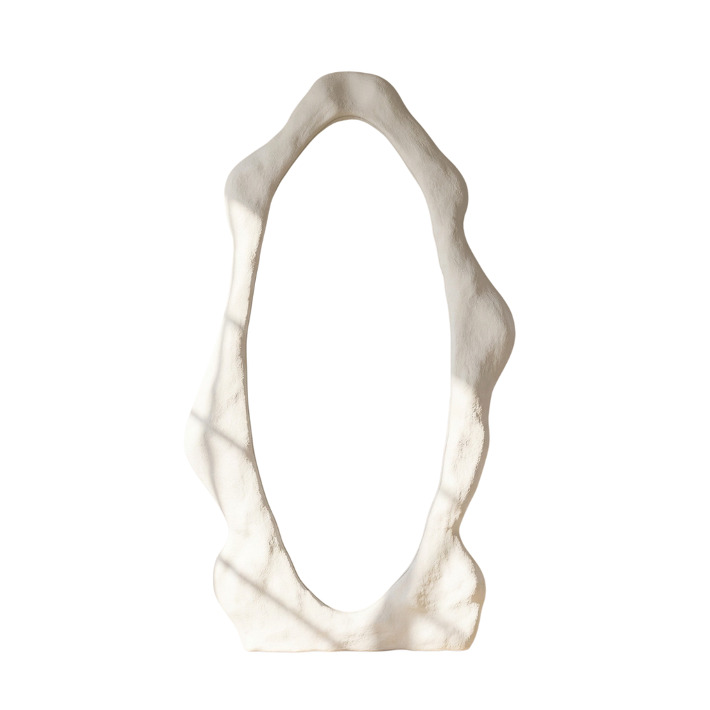 White Concrete Floor Mirror