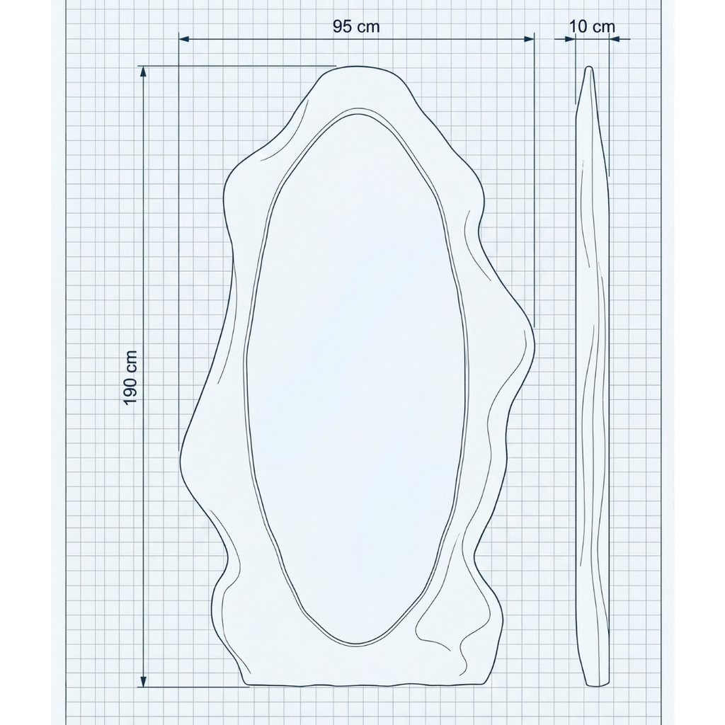 White Concrete Floor Mirror
