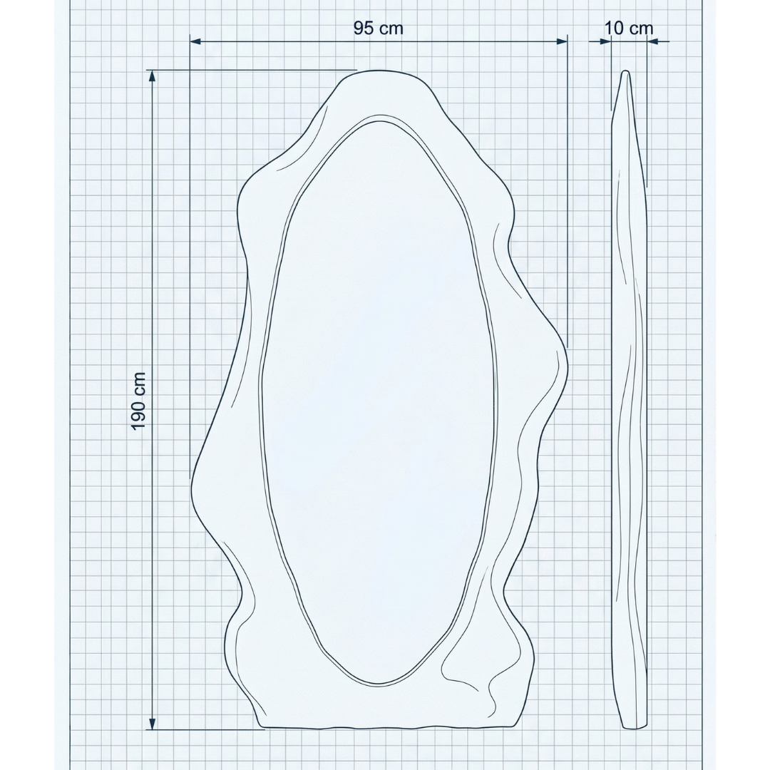 White Concrete Floor Mirror