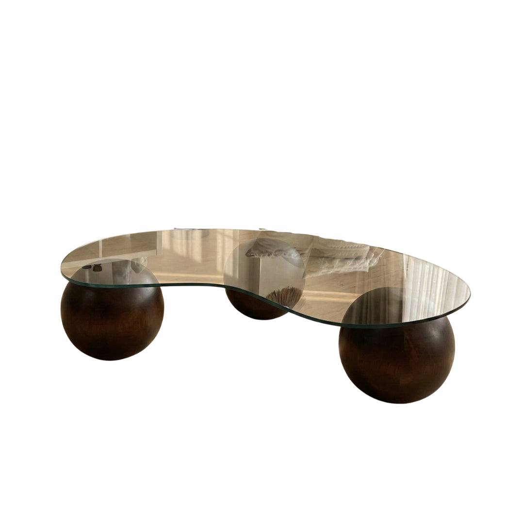 Glass Coffee Table, Solid Ball feet